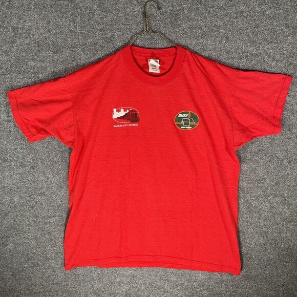 BNSF Vintage 90s T Shirt Red Men's XL‎ Kansas City division - Picture 2 of 7